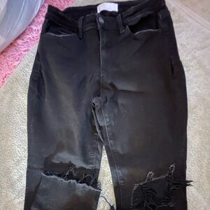 Edgy Black Frayed Women's Cropped Jeans